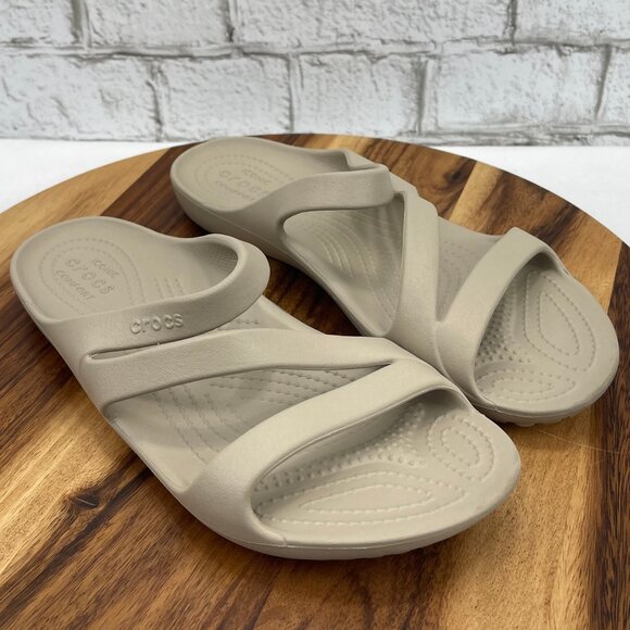 Crocs Kadee II 506756 Womens 10 Strappy Flats Slip On Beige Matte Sandals - Picture 6 of 11